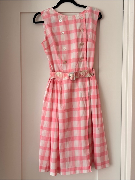 Vintage Dresses & Skirts - Sue Brett True Vintage Pink Gingham Belted A-Line Dress Barbie Size 6